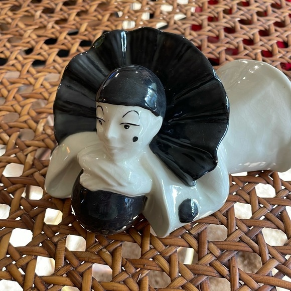 VTG Clowncore Art Deco Pantomime Black White Minimalist Ceramic Pierrot - Picture 4 of 15